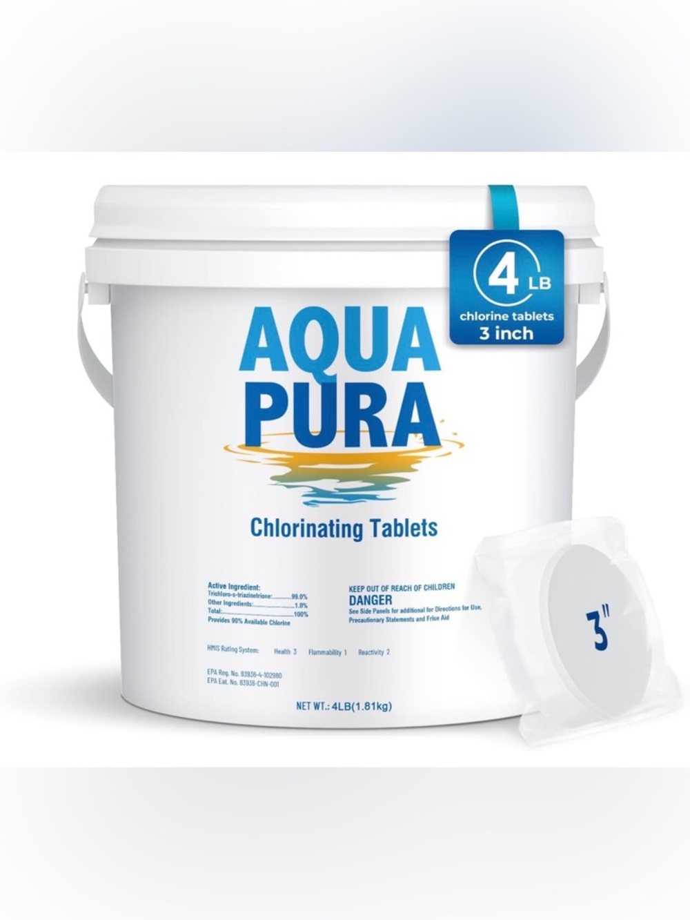 Chlorine Tablets for Swimming Pool, 3" Pool Supplies